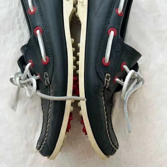 Canoos Golf Shoes Boat Shoe Style Leather Preppy Navy Blue Red size women’s 8