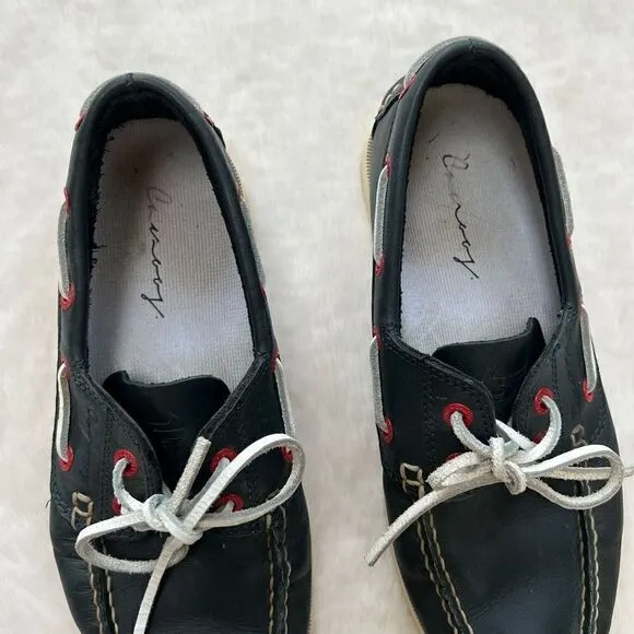 Canoos Golf Shoes Boat Shoe Style Leather Preppy Navy Blue Red size women’s 8