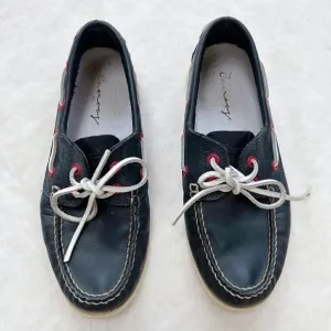 Canoos Golf Shoes Boat Shoe Style Leather Preppy Navy Blue Red size women’s 8