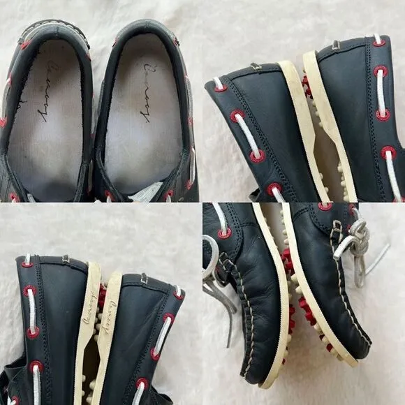 Canoos Golf Shoes Boat Shoe Style Leather Preppy Navy Blue Red size women’s 8