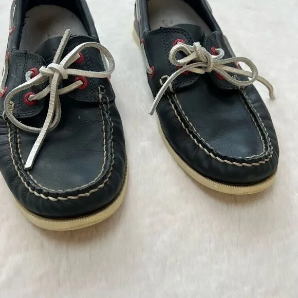 Canoos Golf Shoes Boat Shoe Style Leather Preppy Navy Blue Red size women’s 8