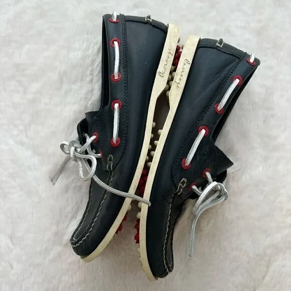 Canoos Golf Shoes Boat Shoe Style Leather Preppy Navy Blue Red size women’s 8