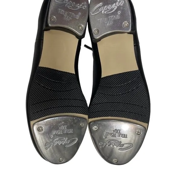 CAPEZIO CG55 TELETONE XTREME Tap Shoes Womens Size 5.5 M Black Lace-Up Dance NEW