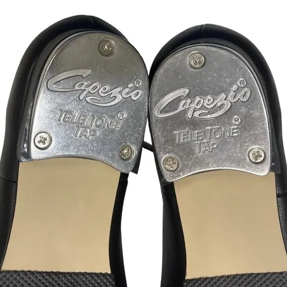 CAPEZIO CG55 TELETONE XTREME Tap Shoes Womens Size 5.5 M Black Lace-Up Dance NEW