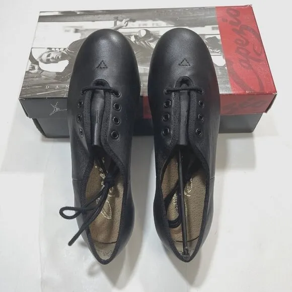 CAPEZIO CG55 TELETONE XTREME Tap Shoes Womens Size 5.5 M Black Lace-Up Dance NEW
