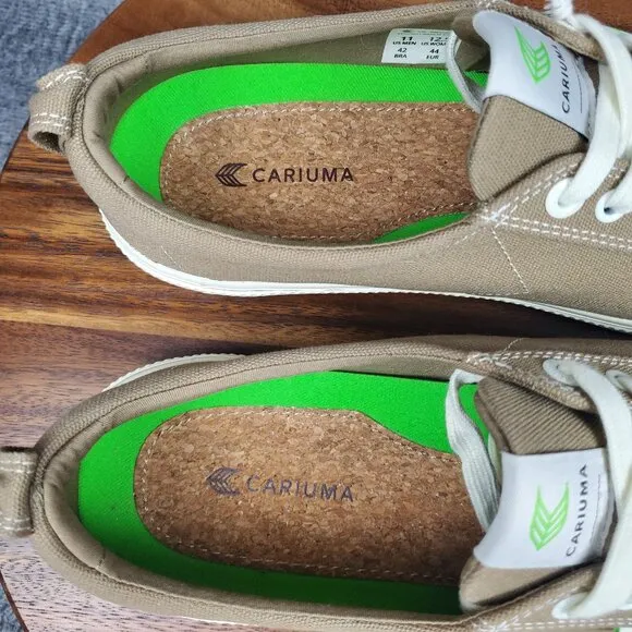 Cariuma OCA Shoes Men's 11 Brown Canvas Low Top Lace Up Athletic Sneakers