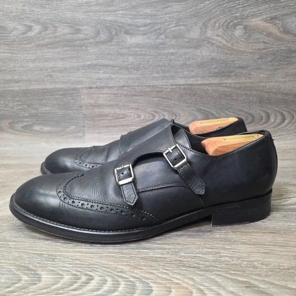 Carmine Marfe Dress Shoes Mens US 10 Black Leather Double Buckle Brogues Formal