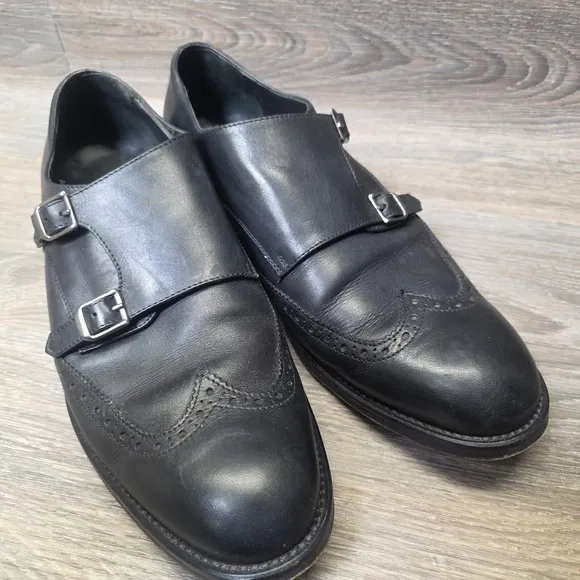 Carmine Marfe Dress Shoes Mens US 10 Black Leather Double Buckle Brogues Formal
