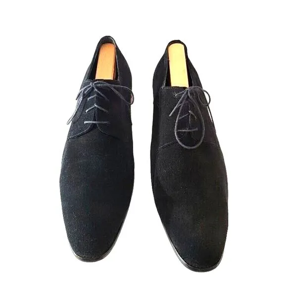 Carrucci Oxfords Shoes Men's Suede Sz 8.5/41.5 Black Lace Up Designer