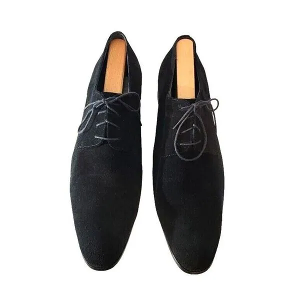 Carrucci Oxfords Shoes Men's Suede Sz 8.5/41.5 Black Lace Up Designer