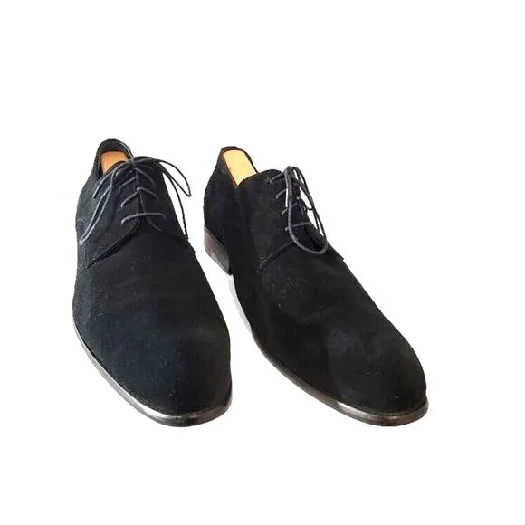 Carrucci Oxfords Shoes Men's Suede Sz 8.5/41.5 Black Lace Up Designer