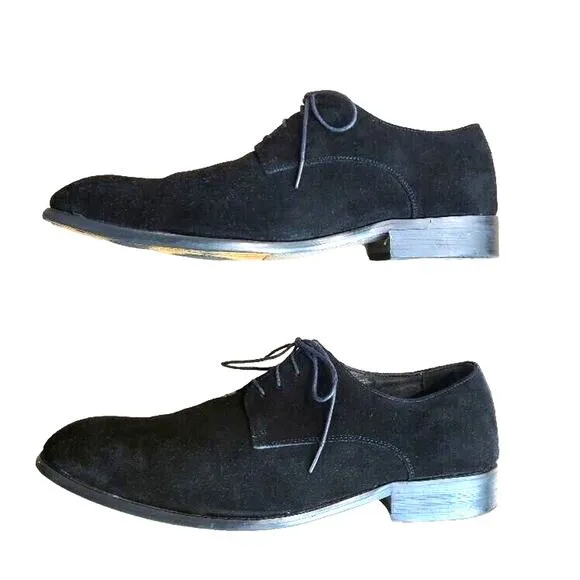Carrucci Oxfords Shoes Men's Suede Sz 8.5/41.5 Black Lace Up Designer