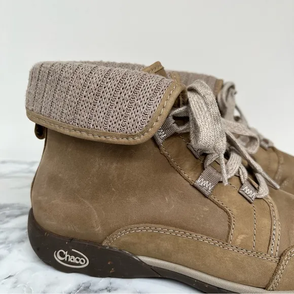 Chaco Women’s Barbary Leather Lace Up Boots Hiking Outdoor Casual in Mink Tan 9