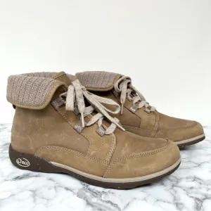 Chaco Women’s Barbary Leather Lace Up Boots Hiking Outdoor Casual in Mink Tan 9