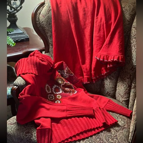 Chacok Red Sweater Shirt/skirt set