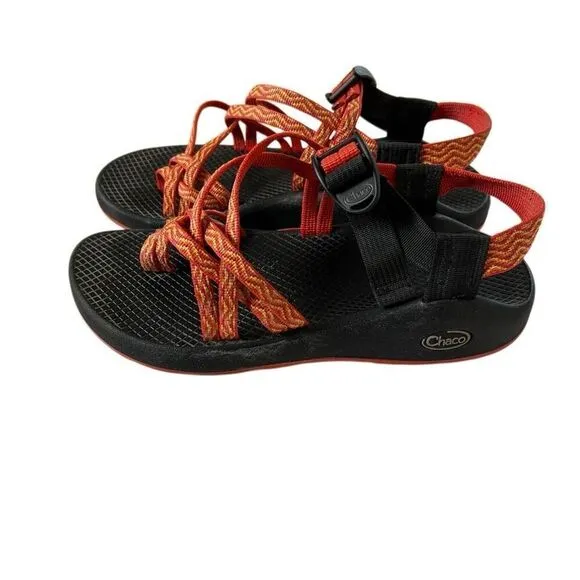 Chaco Sandals Orange Red Yellow Size 8
