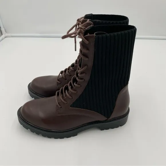 Charles David Remy Leather Lace Up Combat Ankle Boots Shoes Brown Size 6.5 NWOT