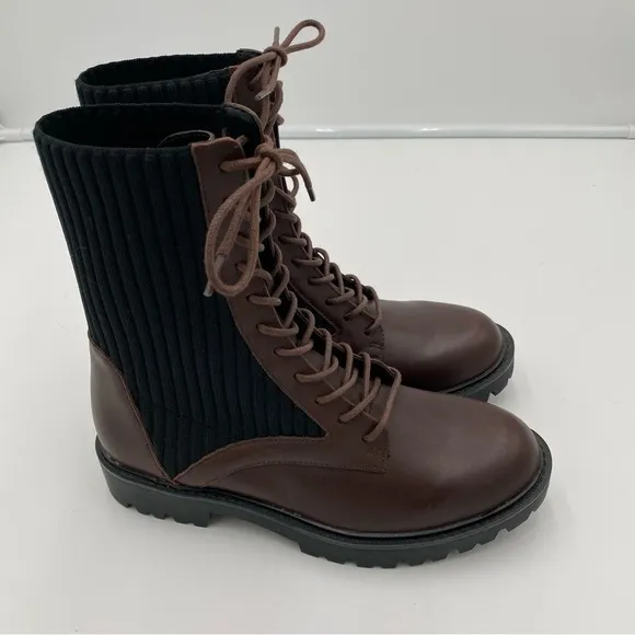 Charles David Remy Leather Lace Up Combat Ankle Boots Shoes Brown Size 6.5 NWOT