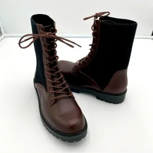 Charles David Remy Leather Lace Up Combat Ankle Boots Shoes Brown Size 6.5 NWOT
