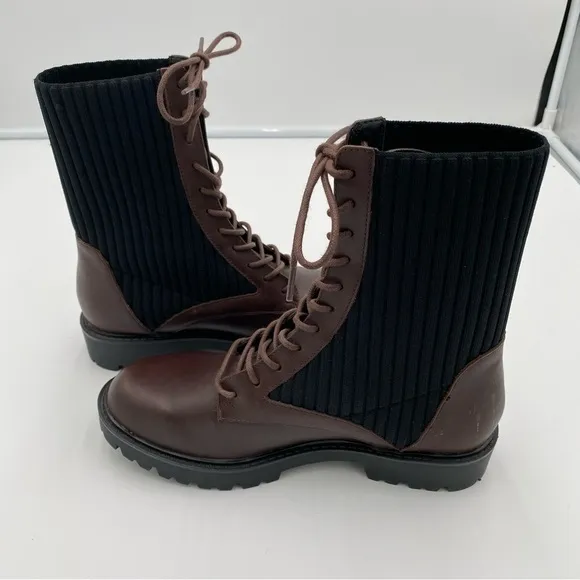 Charles David Remy Leather Lace Up Combat Ankle Boots Shoes Brown Size 6.5 NWOT