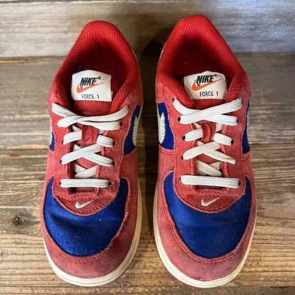 Childrens Nike Air Force 1 Low Scissors Red Leather Sneakers Shoes Size 10 C GUC