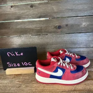 Childrens Nike Air Force 1 Low Scissors Red Leather Sneakers Shoes Size 10 C GUC
