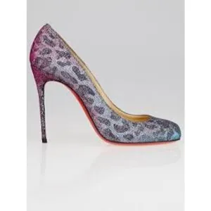 CHRISTIAN LOUBOUTIN Fifi Pump Leopard Print Metallic Lamé  Size 37.5 Shoes Heels
