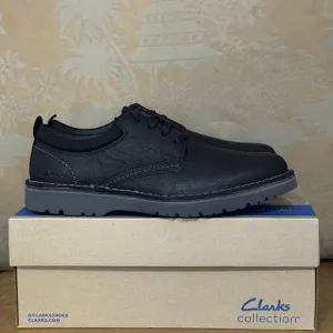 Clarks Eastridge Low Black Leather Oxford Shoes Lace-Up Comfort Sole 8