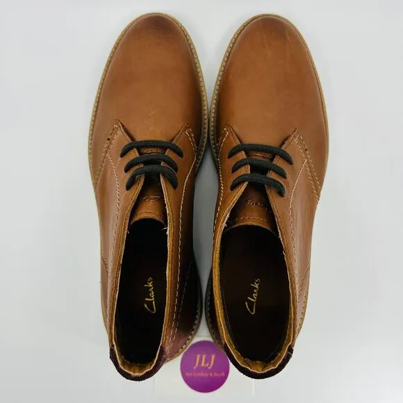 Clarks Men's Chantry Mid Tan Brown Leather Lace Up Chukkas Boots Size 10.5