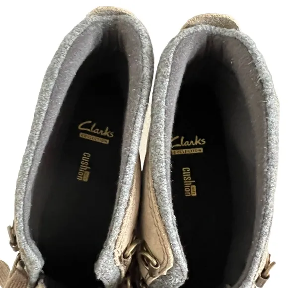 Clarks NEW Faralyn Alpha Soft Cushion Suede Hiking Boots In Taupe Size 9