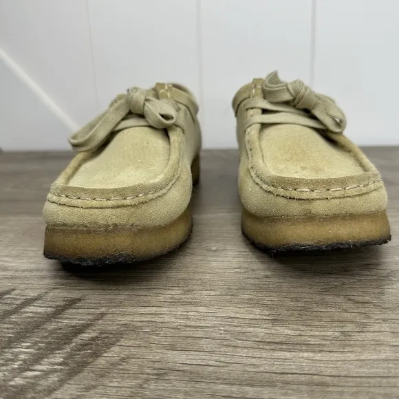 Clarks Original Wallabee Suede Tan Khaki Leather Shoes Women's size 8M