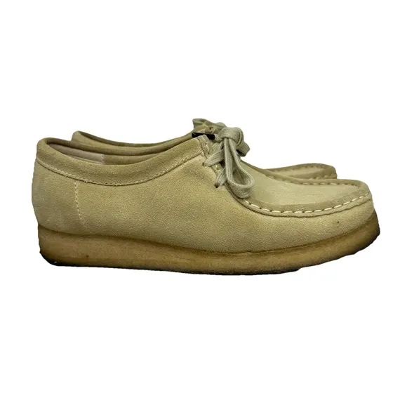 Clarks Original Wallabee Suede Tan Khaki Leather Shoes Women's size 8M