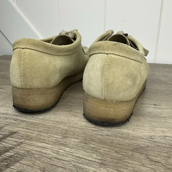 Clarks Original Wallabee Suede Tan Khaki Leather Shoes Women's size 8M