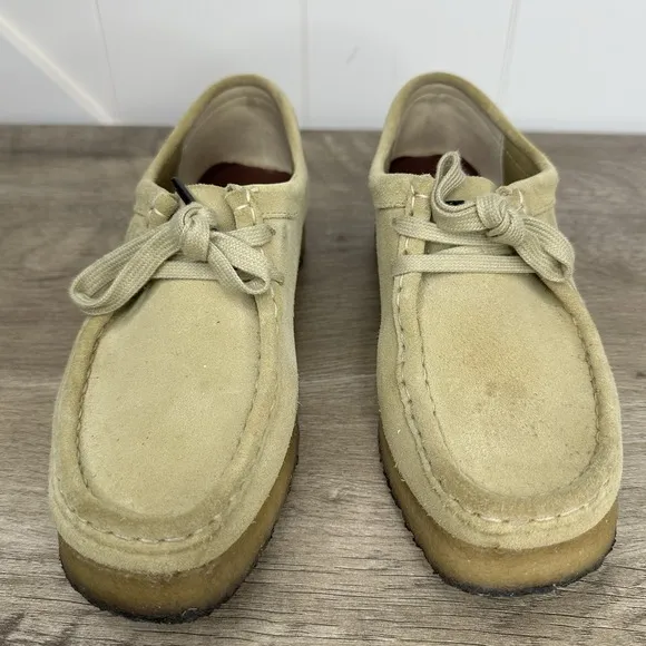 Clarks Original Wallabee Suede Tan Khaki Leather Shoes Women's size 8M