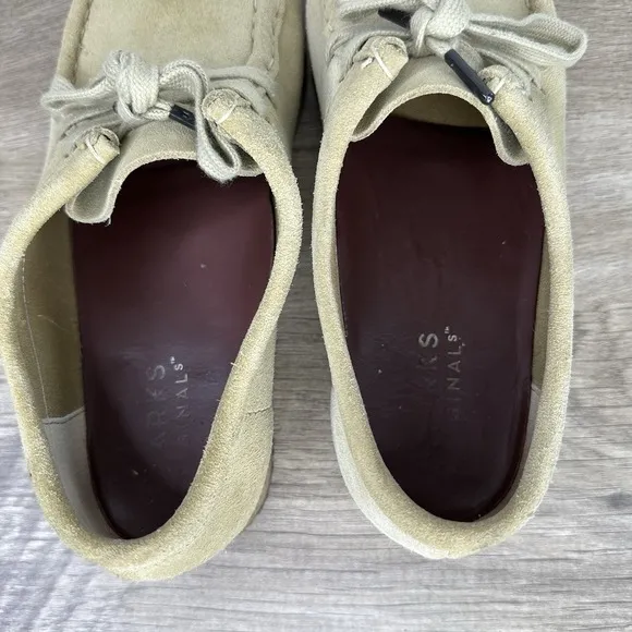 Clarks Original Wallabee Suede Tan Khaki Leather Shoes Women's size 8M