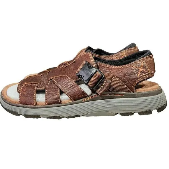 Clark's Unstructured Men's Brown Leather Un Trek Cove Sandals Size 12