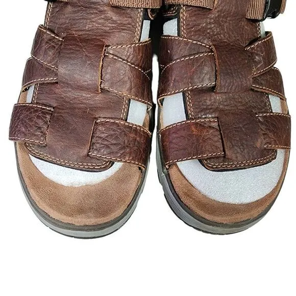 Clark's Unstructured Men's Brown Leather Un Trek Cove Sandals Size 12