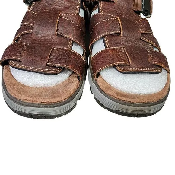 Clark's Unstructured Men's Brown Leather Un Trek Cove Sandals Size 12