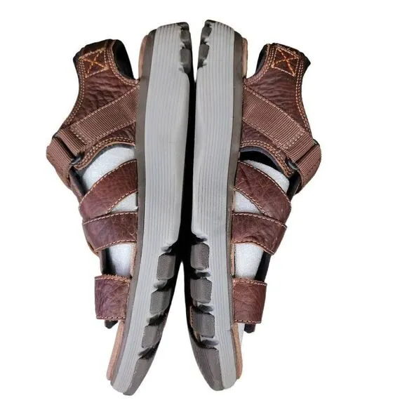Clark's Unstructured Men's Brown Leather Un Trek Cove Sandals Size 12