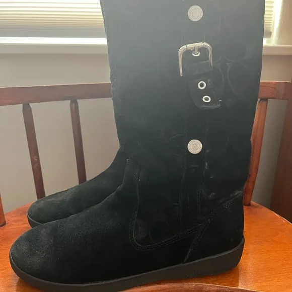 Coach Black Suede Tullip Winter Boots Size 9