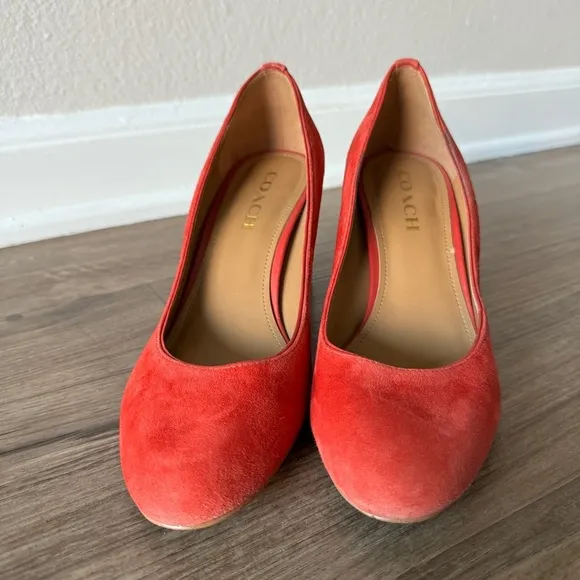 Coach Georgina Red Suede Pump Size 8.5 heels