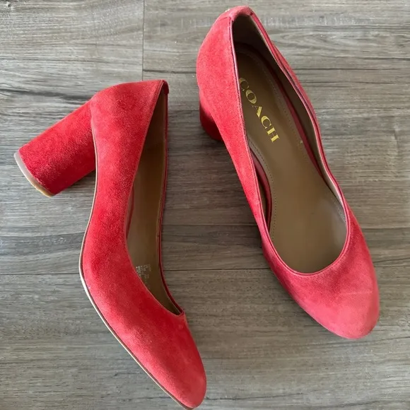 Coach Georgina Red Suede Pump Size 8.5 heels