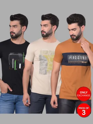 COBB MEN'S PACK OF 3 PRINTED ROUND NECK COMBO T-SHIRT