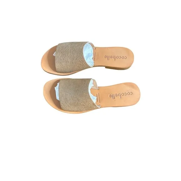 Cocobelle Women's Bhea Mocha Leather Slide Sandal Size 7.5 NIB
