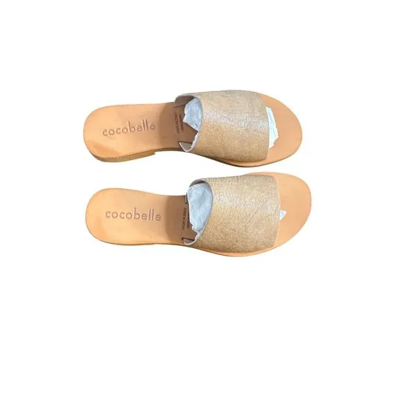Cocobelle Women's Bhea Mocha Leather Slide Sandal Size 7.5 NIB