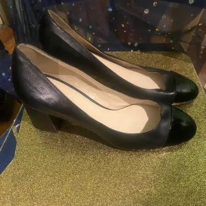 COLE HAAN BLACK LEATHER FORMAL CLOG HEEL Shoes NWOT CLASSIC GORG