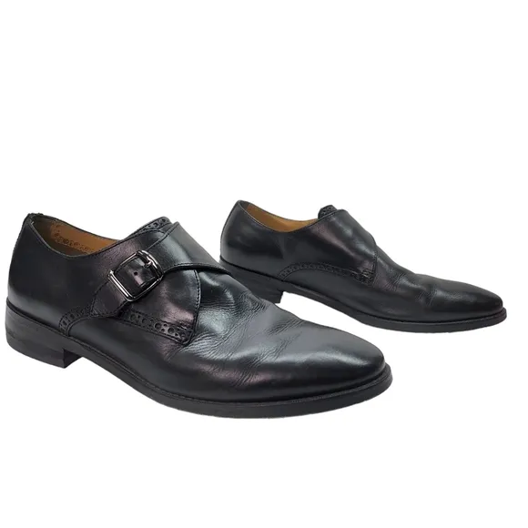 Cole Haan Black Leather Monk Strap Shoes  10M