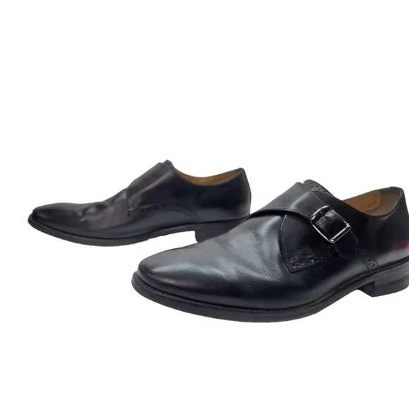 Cole Haan Black Leather Monk Strap Shoes  10M