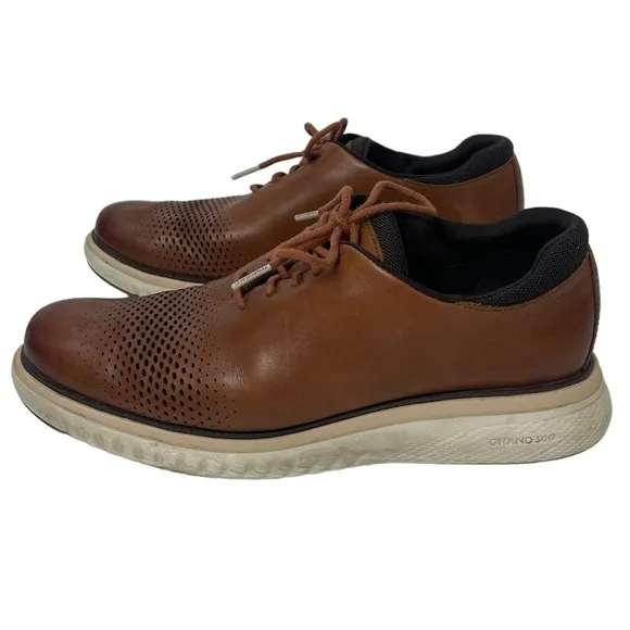 Cole Haan Brown Leather Sneakers Oxford Dress Shoes Zero Grand 360 Mens Size 9