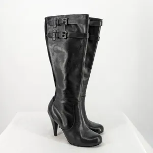 Cole Haan Calf High Heel Boots Black 8 leather fall winter preppy classic